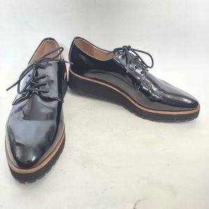 Aldo Black Patent Leather Ereillan Platform Oxford Shoes Women's Size 8 Lace-Up